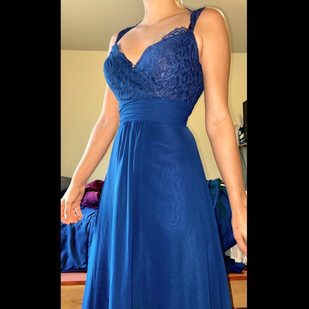 Christina Wu Navy Lace Prom Dress